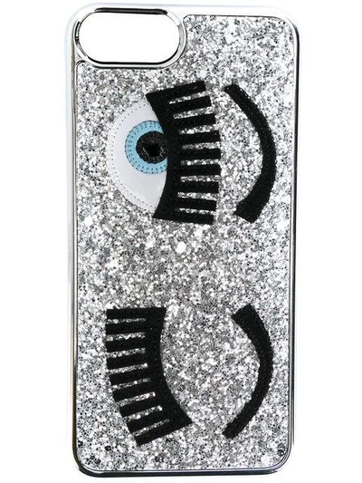 Chiara Ferragni Flirting Glitter Iphone S 7 Plus Case In Silver