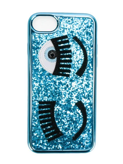 Chiara Ferragni Flirting Glitter Iphone S 7 Case In Blue