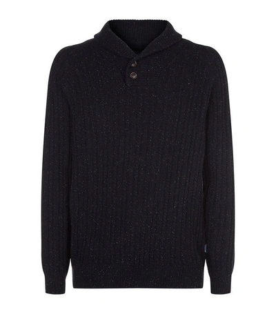 Barbour Haskier Shawl Collar Sweater In Navy