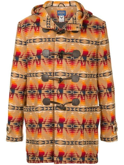 Hysteric Glamour Printed Duffle Coat In Brown