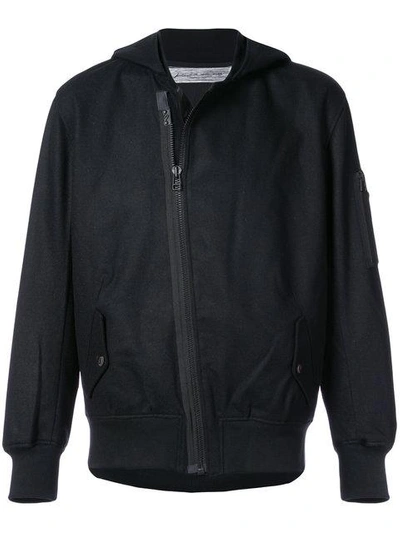 Individual Sentiments Hooded Bomber Jacket In Black