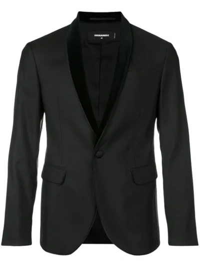 Dsquared2 London Wool & Silk Blend Tuxedo Jacket In Black