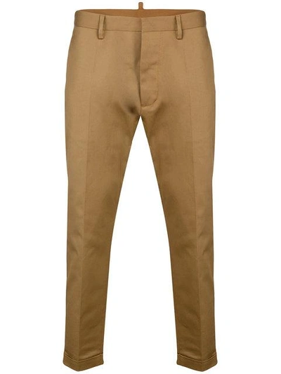 Dsquared2 Cropped Tailored Trousers In Brown