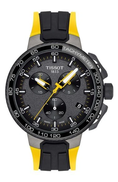 Tissot T-race Tour De France Chronograph Silicone Strap Watch, 45mm In Yellow/ Black