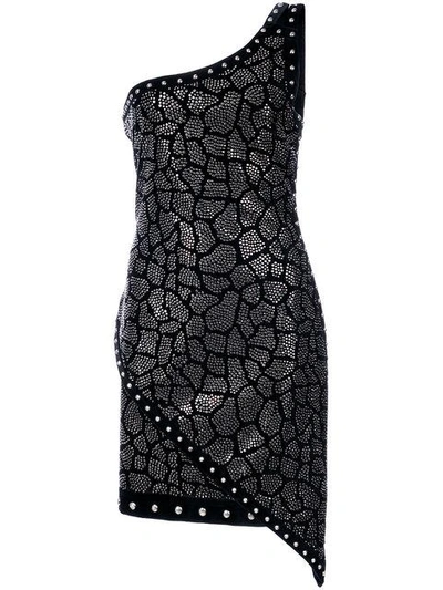 Balmain Studded One-shoulder Mini Dress