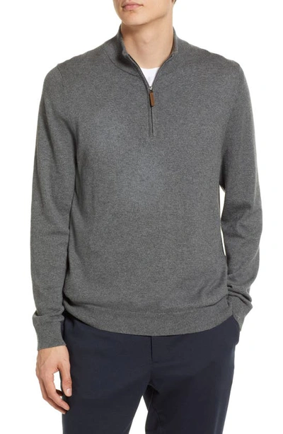 Nordstrom Men's Shop Half Zip Cotton & Cashmere Pullover Sweater In Grey Castlerock
