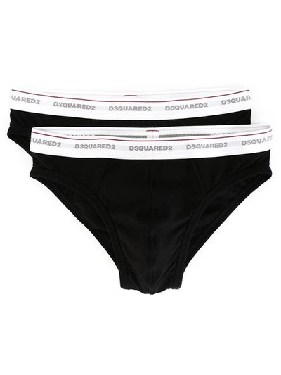 Dsquared2 Underwear 'twin' Pack Brief In Black