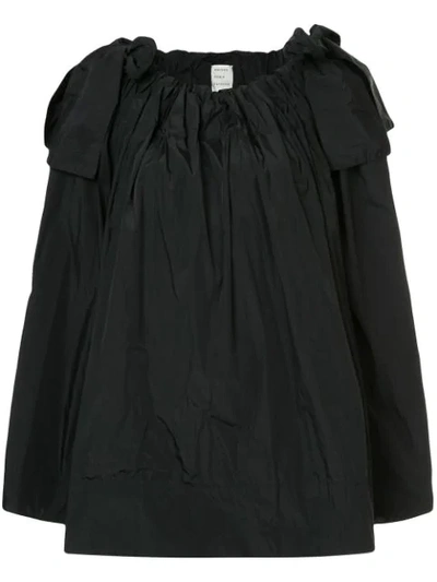 Maison Rabih Kayrouz Paper Bag Flared Blouse With Bow Details In Black