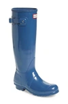 Hunter Original High Gloss Boot In Dark Earth Blue