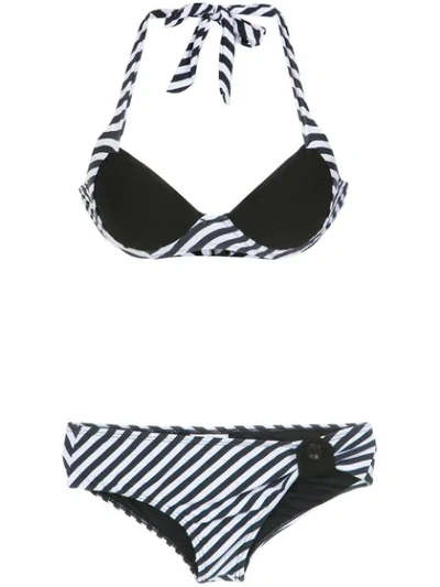 Amir Slama Striped Bikini Set In Black