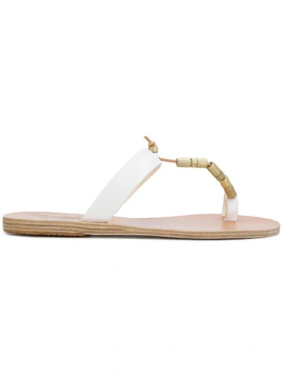 Ancient Greek Sandals Iris Column Beads Sandals In White