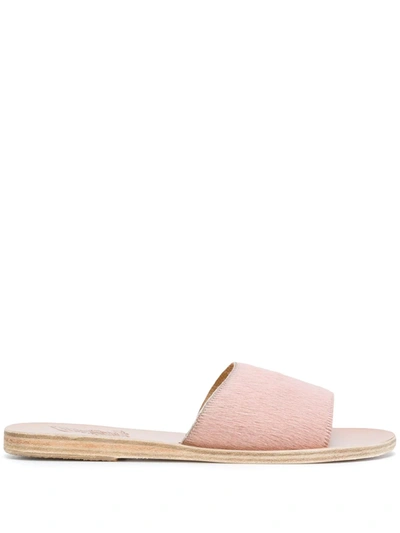 Ancient Greek Sandals Taygete Nubuck Slides In Baby Pink