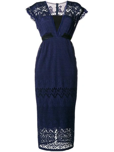 Three Floor Dusck Cap Sleeve Dress In Blue