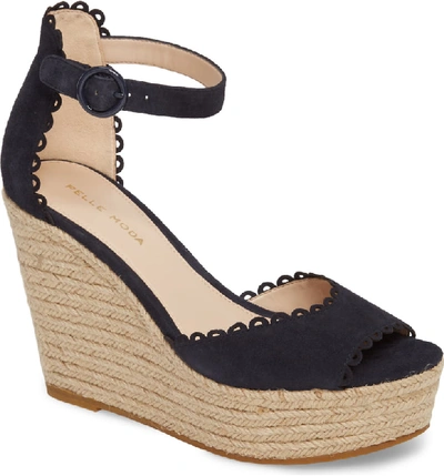 Pelle Moda Raine Platform Espadrille Sandal In Midnight Suede