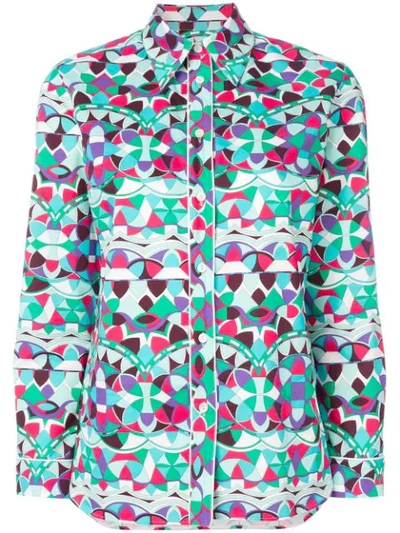 Emilio Pucci Printed Cotton-poplin Shirt In Mint