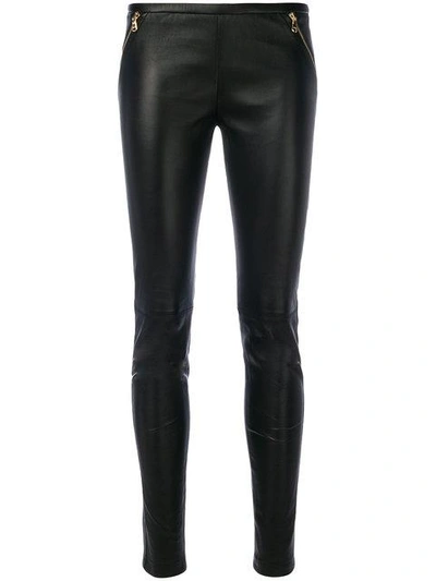 Pucci Emilio  Zip-embellished Leather Trousers - Black