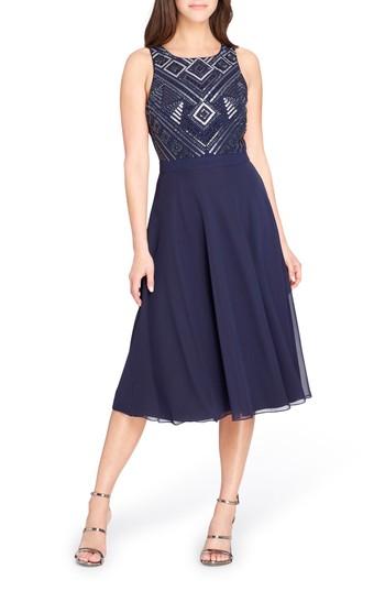 tahari dresses navy blue