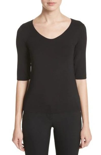 Emporio Armani Stretch Knit Top In Black