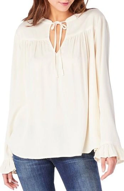 Michael Stars Split Neck Peasant Top In Chalk