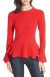 Ted Baker Bobbe Peplum Wool In Bright Red