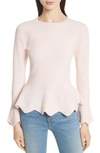 Ted Baker Peplum Sweater In Pale Pink