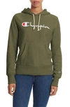 Champion Reverse Weave Pullover Hoodie In Service Green