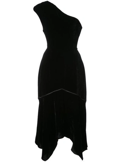 Natori Asymmetric One Shoulder Dress In Black