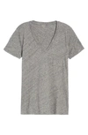 Madewell 'whisper' Cotton V-neck Pocket Tee In Heather Pewter