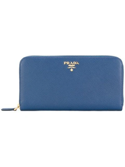 Prada Zip-around Wallet - Blue In Blue