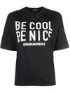 Dsquared2 Be Cool Be Nice Cotton Jersey T-shirt In Black-white