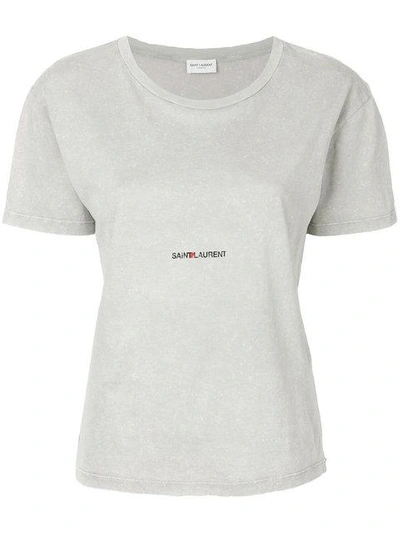 Saint Laurent Brand Stamped T-shirt In Grey