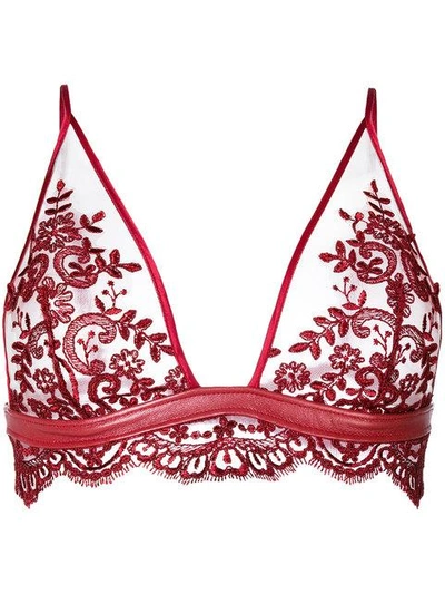 Loveday London Lace-embroidered Bra In Red