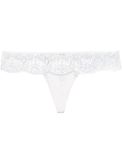 Prelude Lace-embroidered Thong In Grey