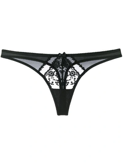 Prelude Lace-embroidered Thong - Black