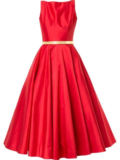 Romona Keveza Flared Midi Dress In Red