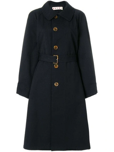 Marni Balloon-sleeved Cotton-blend Drill Coat In Black