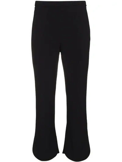 Prada Mid-rise Cropped Crepe Trousers In Black