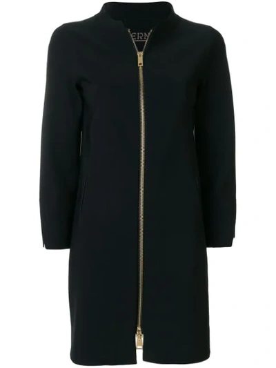 Herno Straight-fit Zip Up Coat In Blue
