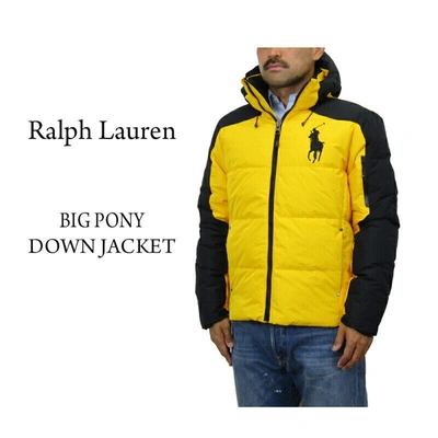 Pre-owned Polo Ralph Lauren Big Pony 2-tone Hooded Down Puffer Jacket Coat  - Yellow, Black | ModeSens