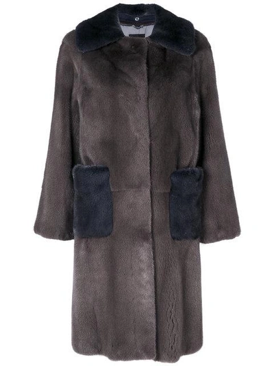 Liska Two-tone Oversized Coat In Grey