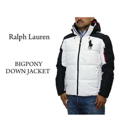 Pre-owned Polo Ralph Lauren Big Pony 2-tone Hooded Down Puffer Jacket Coat  - White, Black | ModeSens
