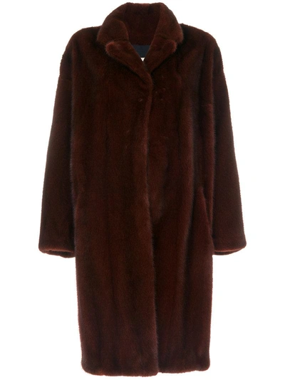 Sprung Frères Oversized Mink Fur Coat In Red