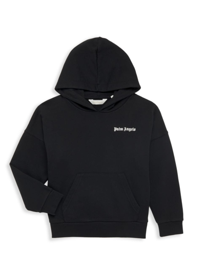 Palm Angels Kids' Logo Cotton Hoodie In Black