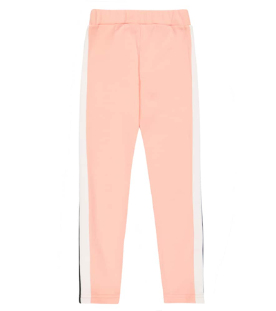 Palm Angels Kids' Track Mid-rise Straight-leg Woven Jogging Bottoms 4-10 Years In Pink White