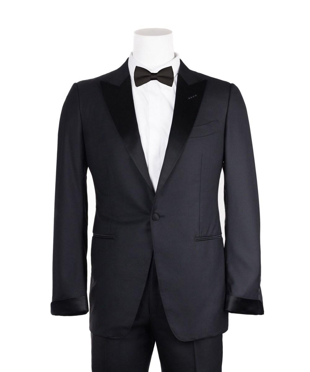 Tom Ford Black Windsor Suit Satin Peak Lapel 2 Piece Suit | ModeSens