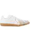 Maison Margiela Replica Low-top Paint-effect Leather Trainers In White