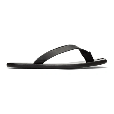 Maison Margiela Tabi Leather Flip Flops In Black