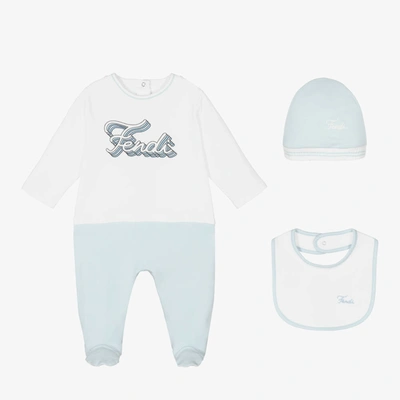 Fendi Blue Logo Baby Grow Gift Set