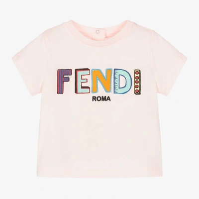 Fendi Baby Girls Pink Cotton T-shirt