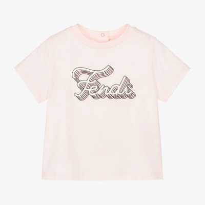 Fendi Baby Girls Pink Cotton T-shirt